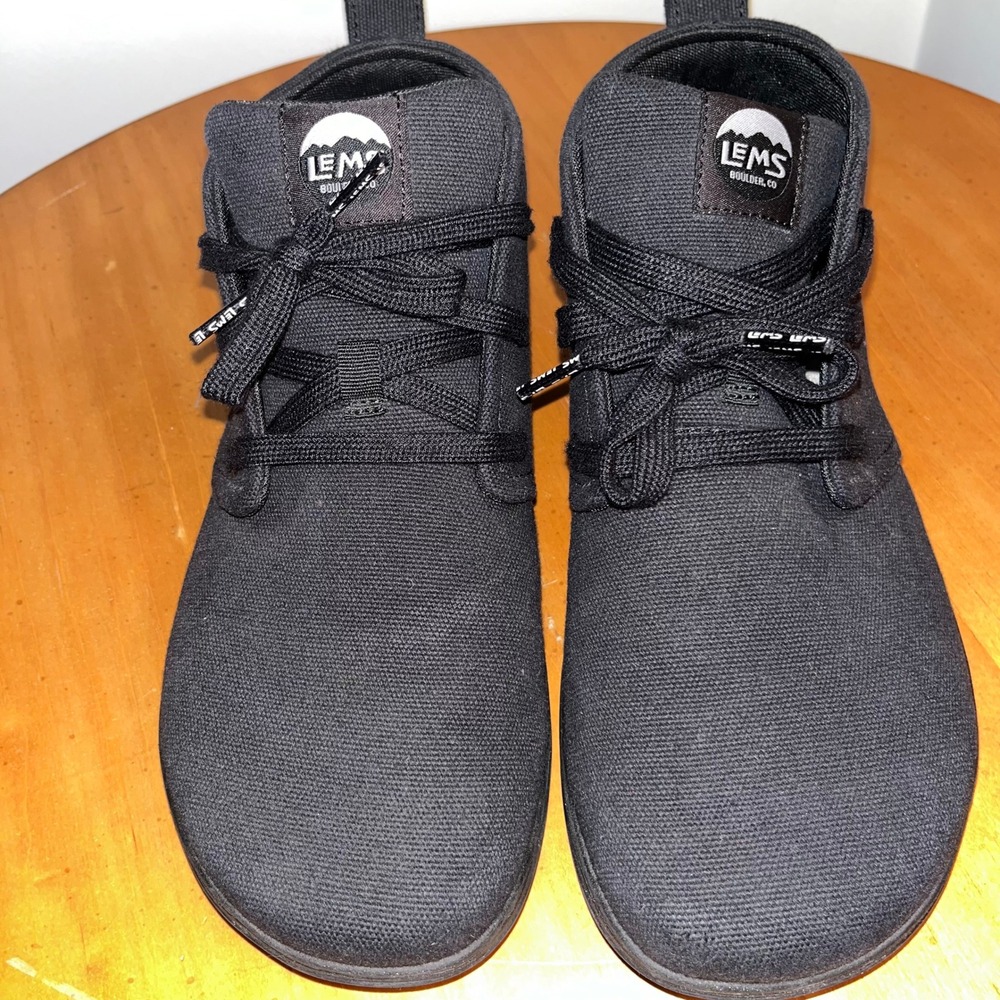 Lems Chukka Canvas Vegan Blackout Mens 10.5 Womens 12 Minimalist Shoes